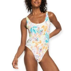 ROXY Retro Revo Reversible One Piece Open Back Tropical Swimsuit Size XL NEW